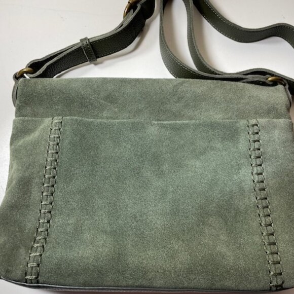 The Sak Melrose Leather Crossbody Moss Green Suede NEW - Picture 1 of 9